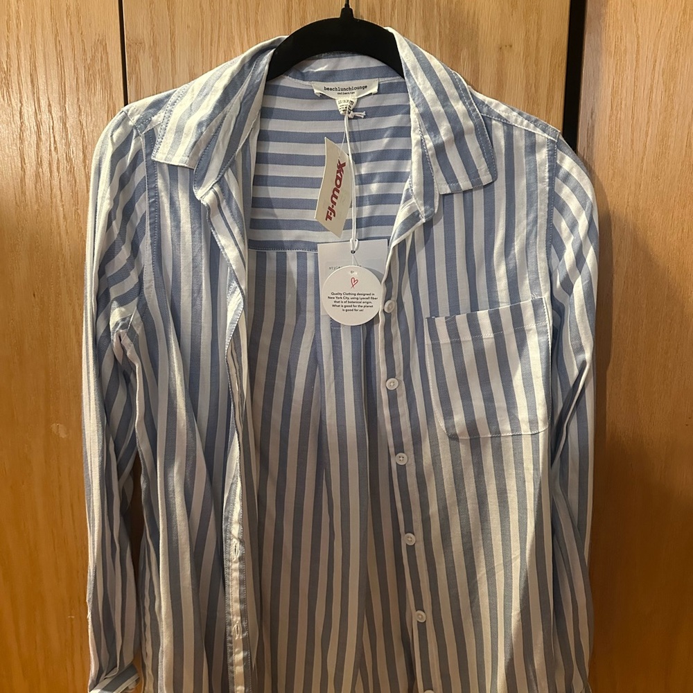 Blue and White Striped Women’s Shirt